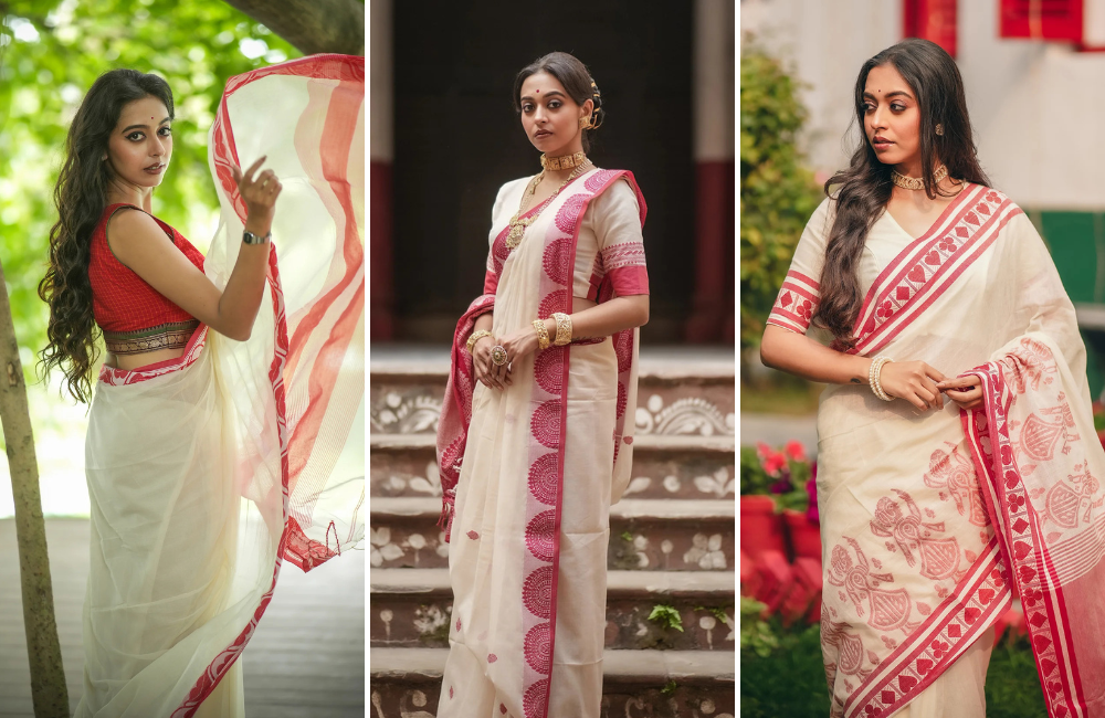 Timeless Elegance of Lal Par Sada Sarees