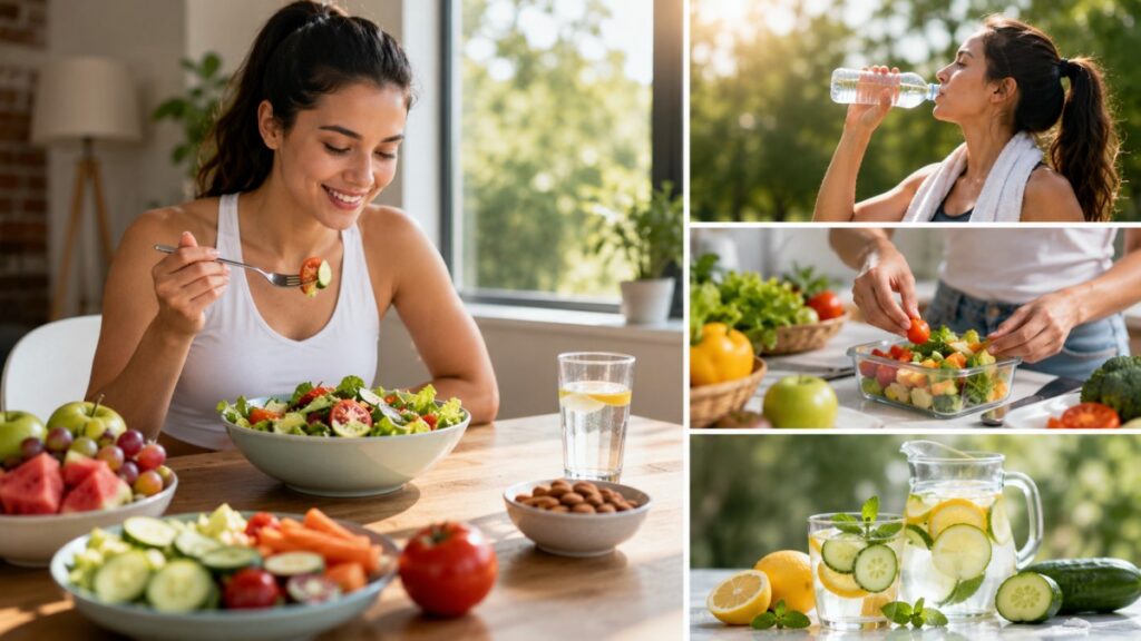 Fresh food and water for healthy summer living.