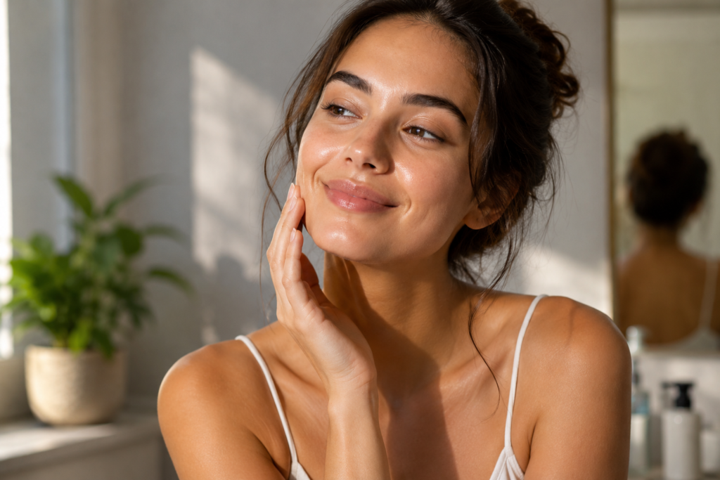 Woman with radiant, healthy-looking skin representing professional skincare treatments in Chicago.